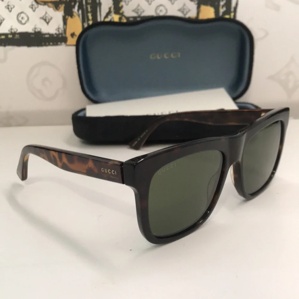 Authentic ✨ Brand New Gucci GG0158SN 002 Square Sunglasses – Tortoise Frame with